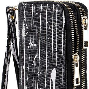Graffiti Black Cellphone Wallet Dual Zipper Wristlet